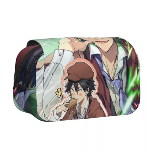Anjinguang BSD Anime Federmäppchen Nakahara Chuuya/Dazai Osamu Federmäppchen Cartoon-Druck Federmäppchen Große Kapazität Doppelschichten Reißverschluss Stiftebox Student Schreibwaren Box Geschenke von Anjinguang