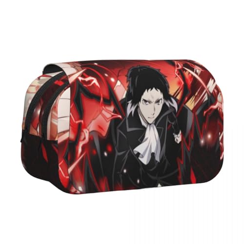Anjinguang BSD Anime Federmäppchen Nakahara Chuuya/Dazai Osamu Federmäppchen Cartoon-Druck Federmäppchen Große Kapazität Doppelschichten Reißverschluss Stiftebox Student Schreibwaren Box Geschenke von Anjinguang