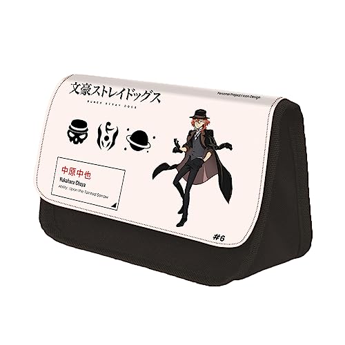 Anjinguang Bungo Stray Dogs Federmäppchen Anime Federmäppchen Tasche Schreibwaren Fall Organizer Dazai Osamu Nakajima Große Kapazität Mädchen Jungen Student Stifttasche für Schule Bürobedarf, Typ 6, von Anjinguang