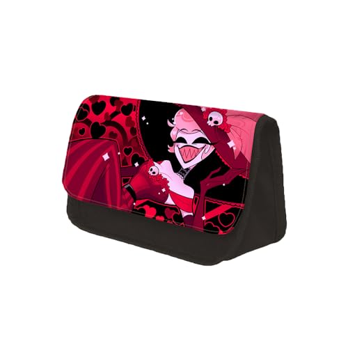 Anjinguang Hazbin Hotel Federmäppchen Anime Federmäppchen Alastor/Angel Dust/Charlie/Lucifer Große Kapazität Doppelfach Schreibwaren Fall Student Stiftebeutel Tasche Bleistift Box Geschenk für Jungen von Anjinguang