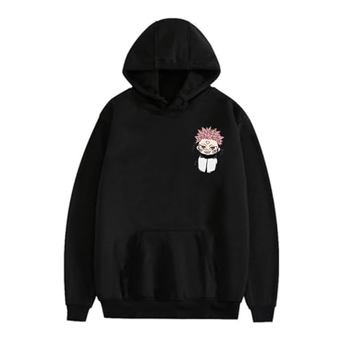 Anjinguang JJK Geto Suguru Itadori Yuji Fushiguro Megumi Hoodies Anime Hoodies Cosplay Kapuzenpullover Langarm Sweatshirts Mode Schwarz Manga Gedruckt Pullover, Typ 1, 3XL von Anjinguang