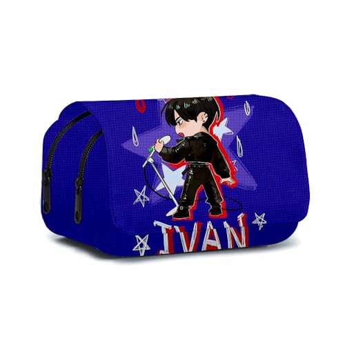 Anjinguang Luka Federmäppchen Anime Till/Ivan Federmäppchen Cartoon-Druck Federmäppchen Große Kapazität Doppelschichten Reißverschluss Stiftebox Student Schreibwaren Cartoon Stifttasche Geschenke, Typ von Anjinguang