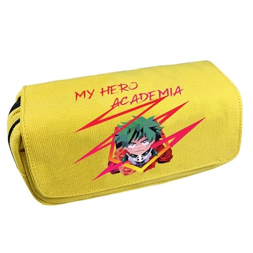 Anjinguang My Hero Academia Federmäppchen, Anime MHA Federmäppchen, großer Doppelreißverschluss, Segeltuch, Stifteetui, Kinder, Schule, Schreibwaren, Aufbewahrungstasche, Stiftebox für Studenten, von Anjinguang