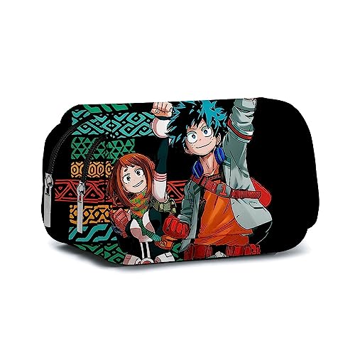 Anjinguang My Hero Academia Federmäppchen MHA Federmäppchen Anime Kinder Stiftetasche Schreibwarenetui Doppelschichten Große Kapazität Student Bleistift Box Cartoon Schule Büro Aufbewahrungstasche, von Anjinguang