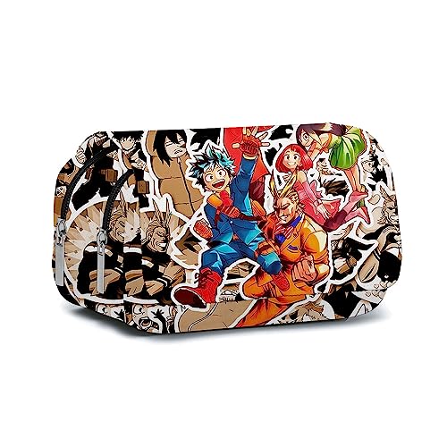 Anjinguang My Hero Academia Federmäppchen MHA Federmäppchen Anime Kinder Stiftetasche Schreibwarenetui Doppelschichten Große Kapazität Student Bleistift Box Cartoon Schule Büro Aufbewahrungstasche, von Anjinguang