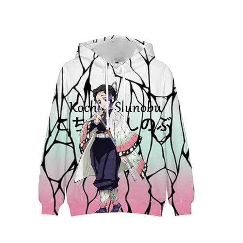 Anjinguang Nezuko Hoodies Kanroji Mitsuri Kochou Shinobu Sweatshirt Anime Kapuzenpullover Hoodies Cosplay Sweatshirt Unisex Casual Sport Langarm Pullover Manga Geschenke für Erwachsene Teenager, Typ von Anjinguang