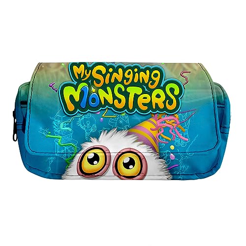 Federmäppchen für Kinder, Motiv: My Singing Monsters, Anime, Schreibwaren, Studenten, große Kapazität, Cartoon-Aufbewahrung, Stifttasche für Teenager, Jungen, Mädchen, Geschenke, Typ 3, 21*10*7.5cm von Anjinguang