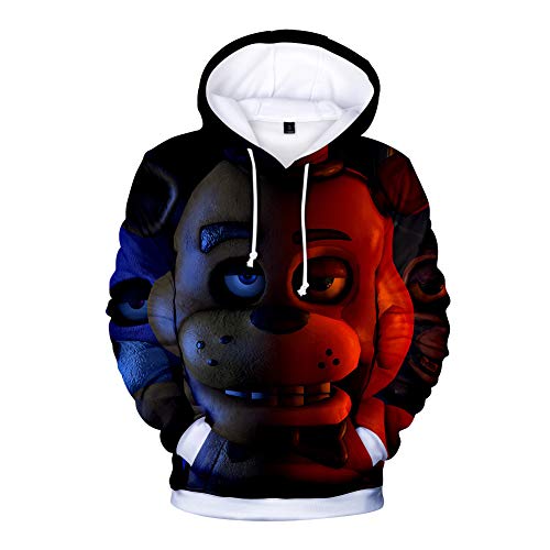 Five Nights at Freddy's Hoodies, 3D gedruckte Unisex FNAF Sweatshirts Erwachsene Kinder Crazy Games Pullover Herren Damen Sport Streetwear Oberbekleidung Comic Print Kordelzug Jacke Outfit von Anjinguang