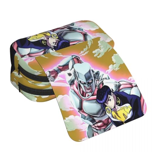JJBA Federmäppchen Star Platinum/Dio Brando/Cujoh Jolyne Federmäppchen Anime-Druck Federmäppchen Große Kapazität Doppelschichten Reißverschluss Stiftebox Student Schreibwaren Box Geschenke, Typ 14 von Anjinguang