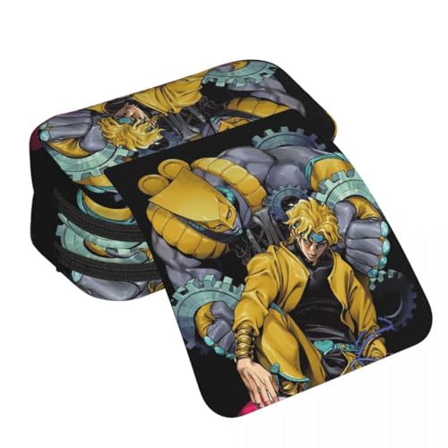 JJBA Federmäppchen Star Platinum/Dio Brando/Cujoh Jolyne Federmäppchen Anime-Druck Federmäppchen Große Kapazität Doppelschichten Reißverschluss Stiftebox Student Schreibwaren Box Geschenke, Typ 2 von Anjinguang