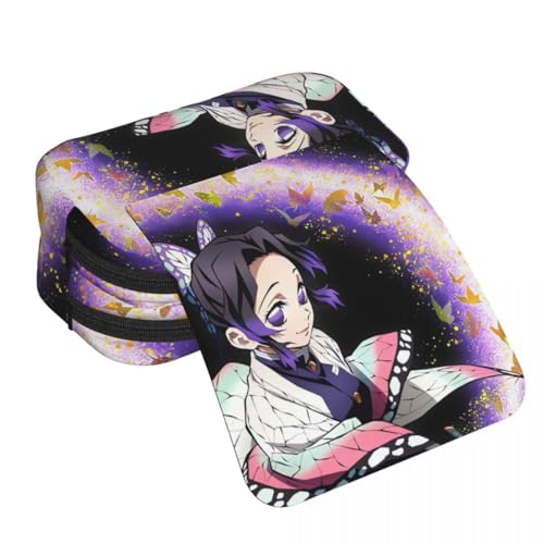 Kamado Tanjiro Federmäppchen Kamado Nezuko/Rengoku Kyoujurou Federmäppchen Anime Druck Federmäppchen Große Kapazität Doppelschichten Reißverschluss Bleistift Box Student Schreibwaren Box Geschenke von Anjinguang