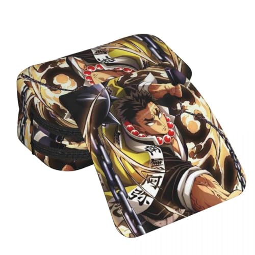 Kamado Tanjiro Federmäppchen Kamado Nezuko/Rengoku Kyoujurou Federmäppchen Anime Druck Federmäppchen Große Kapazität Doppelschichten Reißverschluss Bleistift Box Student Schreibwaren Box Geschenke von Anjinguang