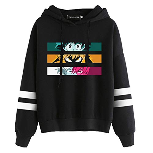 Anjinguang My Hero Academia Anime Hoodies Friends Bedruckter Pullover Sweatshirt für Damen und Herren Jungen Mädchen XXS-4XL, Gestreift 1, L von Anjinguang