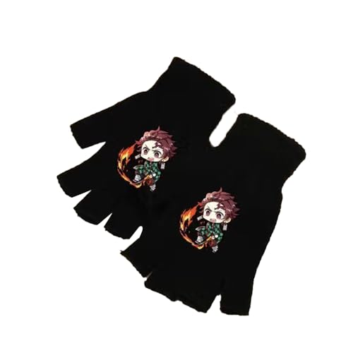 Tokitou Muichirou Kanroji Mitsuri Anime Halbfingerhandschuhe für Männer Frauen Plüschhandschuhe Winter gestrickte warme Handschuhe für Outdoor Anime 1 Paar fingerlose Handschuhe Geschenk, Tanjiro, One von Anjinguang