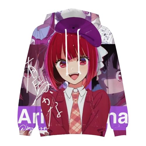 Unisex Anime Sweatshirt Oshi no Ko Hoodie Hoshino Ai Akane Kurokawa Cartoon Pullover Kapuze Cosplay Hoodie Casual Sport Langarm Sweatshirt Tops für Oshi no Ko Fans, Typ 1, M von Anjinguang