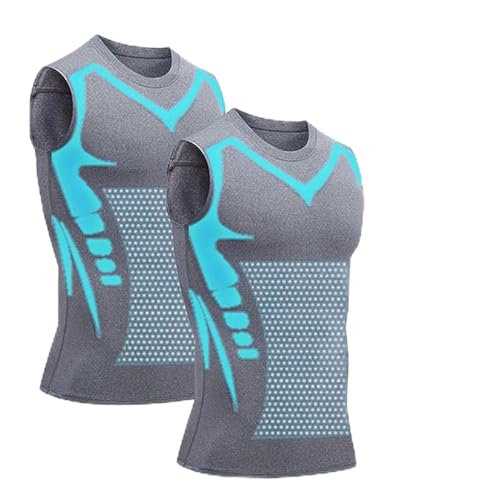 Anjoize Zemanva Weste, Zemanva Korrekturweste, Menionic Tourmaline Haltungskorrekturweste, Herren-Shapewear-Weste (Grey+Grey, Medium) von Anjoize