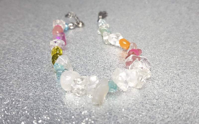 Armband-(Länge 19, 5 cm + Verlängerung 3 cm Aus Verschiedenen Natürlichen Edelsteinen, in Form Von Kugeln, Nuggets, Rondellen von AnkaaKreationen