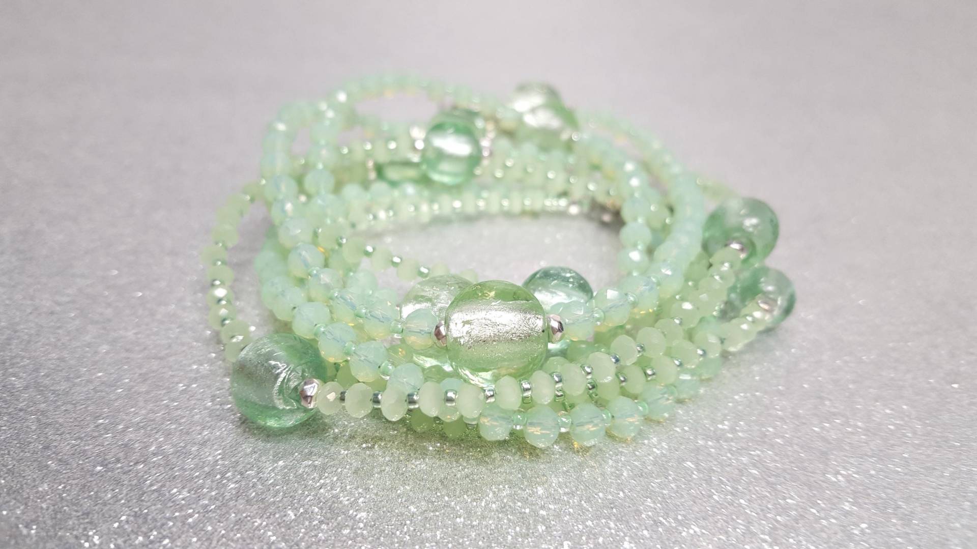 Doppelsträngige-Halskette(78, 74 cm + 6cm Verlängerung Mit Muranoglasperlen in Form Einer 10-, 12-mm-Kugel Und Facettierten Glaskristallen von AnkaaKreationen