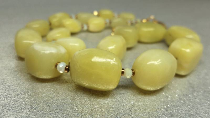 Halskette | Länge 47 cm + 5 Verlängerung Aus Chrysoprasstein in Form Eines Nuggets | 26-10 X | 15-8 Mm Olivgrüner Farbe von AnkaaKreationen