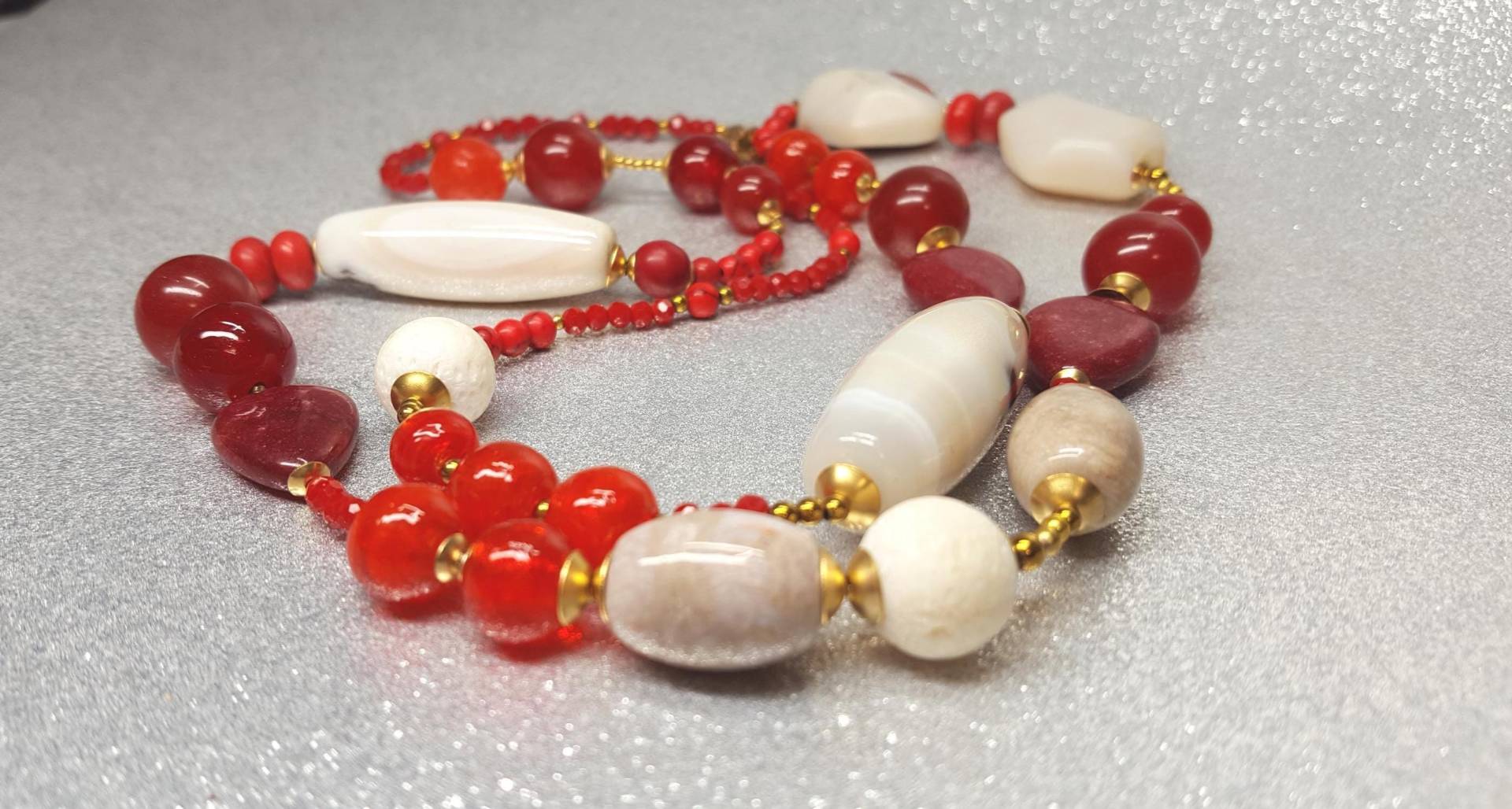 Halskette | Länge 83cm + Verlängerung 5cm Aus Verschiedenen Edelsteinen, in Form Von Zylinder, Kugeln, Nuggets, Rondellen, Oliven, Tropfen von AnkaaKreationen