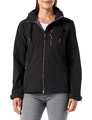 Ankerglut Damen Mit Abnehmbarer Kapuze Gefüttert Übergangsjacke Windbreaker #Ankerglutfreude Softshelljacke, Schwarz, 36 EU von Ankerglut