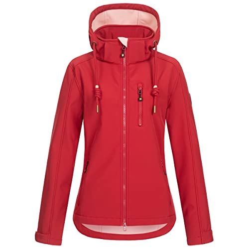 Ankerglut Damen Damen mit Abnehmbarer Kapuze Gefüttert Übergangsjacke Windbreaker #Ankerglutfreude Softshelljacke, Rot, 48 EU von Ankerglut