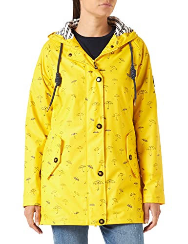 Ankerglut Damen Friesennerz Regenmantel Kapuze Gefüttert Wasserdicht Wetterfest Übergangsjacke #ankerglutbucht Regenjacke, Yellow, 50 von Ankerglut