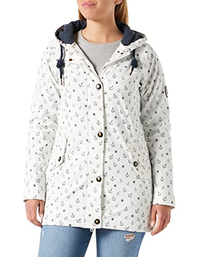 Ankerglut Damen Friesennerz Regenmantel Kapuze Gefüttert Wasserdicht Wetterfest Übergangsjacke #ankerglutwolke Regenjacke, White, 36 von Ankerglut