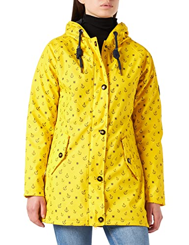 Ankerglut Damen Friesennerz Regenmantel Kapuze Gefüttert Wasserdicht Wetterfest Übergangsjacke #ankerglutwolke Regenjacke, Yellow, 36 von Ankerglut