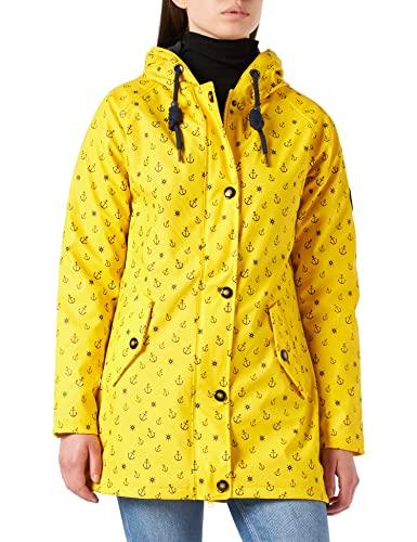 Ankerglut Damen Friesennerz Regenmantel Kapuze Gefüttert Wasserdicht Wetterfest Übergangsjacke #ankerglutwolke Regenjacke, Yellow, 38 von Ankerglut