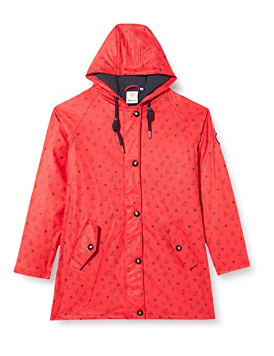 Ankerglut Damen Friesennerz Regenmantel Kapuze Gefüttert Wasserdicht Wetterfest Übergangsjacke #ankerglutwolke Regenjacke, red, 36 von Ankerglut