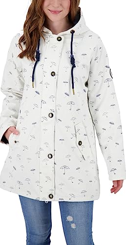 Ankerglut Damen Friesennerz Regenmantel Kapuze Gefüttert Wasserdicht Wetterfest Windbreaker Übergangsjacke Regenjacke, White, 36 von Ankerglut