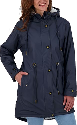 Ankerglut Damen Friesennerz Regenmantel Kapuze Wasserdicht Wetterfest Windbreaker Übergangsjacke #ankerglutliebe Regenjacke, Navy, 34 von Ankerglut