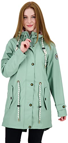 Ankerglut Damen Women's Friesennerz Raincoat Rain Jacket With Hood Waterproof Weatherproof Windbreaker Transition Regenjacke, slate gray, 48 EU von Ankerglut