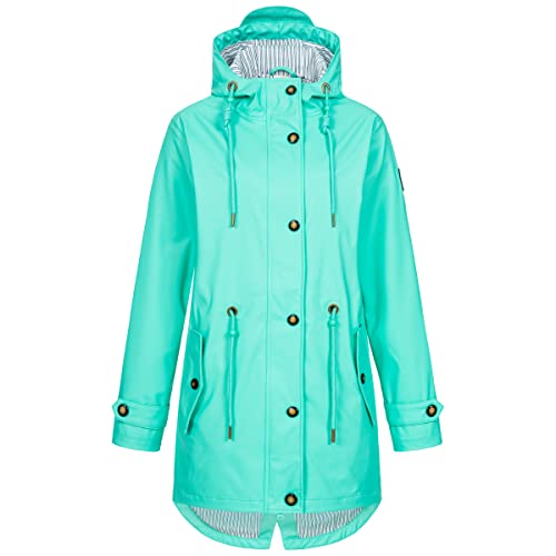 Ankerglut Damen Friesennerz Regenmantel Kapuze Wasserdicht Wetterfest Windbreaker Übergangsjacke #ankerglutliebe Regenjacke, Turquoise, 36 von Ankerglut