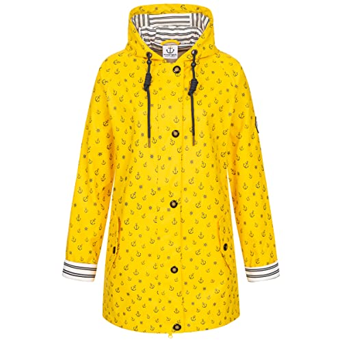 Ankerglut Damen Friesennerz Regenmantel Kapuze Wasserdicht Wetterfest Windbreaker Übergangsjacke #ankerglutzauber Regenjacke, Yellow, 36 von Ankerglut