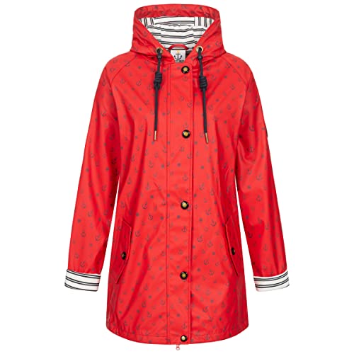 Ankerglut Damen Friesennerz Regenmantel Kapuze Wasserdicht Wetterfest Windbreaker Übergangsjacke #ankerglutzauber Regenjacke, red, 46 Ankerglut Damen Friesennerz Regenmantel Kapuze Wasserdicht Wetterfest Windbreaker Übergangsjacke #ankerglutzauber Regenjacke, red, 46 von Ankerglut