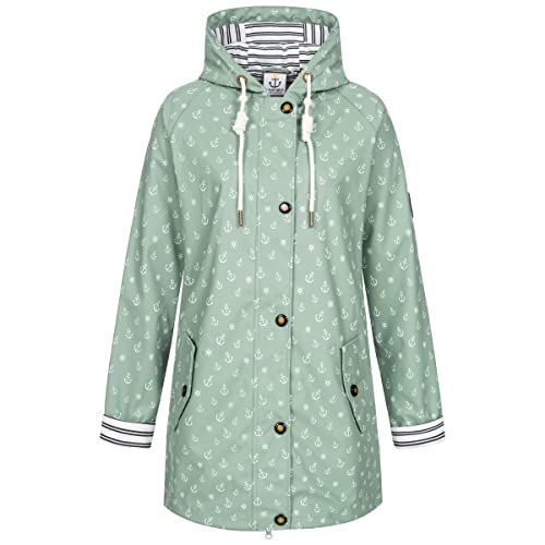 Ankerglut Damen Friesennerz Regenmantel Kapuze Wasserdicht Wetterfest Windbreaker Übergangsjacke #ankerglutzauber Regenjacke, slategray, 36 von Ankerglut