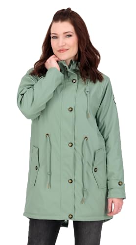 Ankerglut Damen Friesennerz Regenmantel Kapuze Wasserdicht Wetterfest Windbreaker mit Teddyfleece Regenjacke, Slate Gray, 54 Grande Taille von Ankerglut
