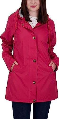 Ankerglut Damen Friesennerz Regenmantel Mit Kapuze Gefüttert Wasserdicht Wetterfest Windbreaker Übergangsjacke #Aheaven Regenjacke, Rot, 34 EU von Ankerglut