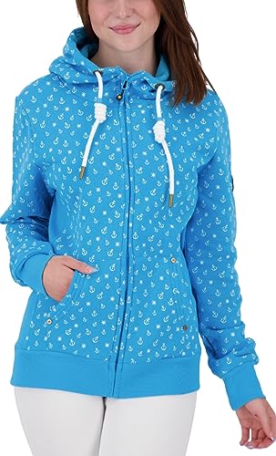 Ankerglut Damen Hoodie Sweatshirt Sweatjacke Langarmshirt #ankergluthafen Kapuzenpullover, Blue, 48 von Ankerglut