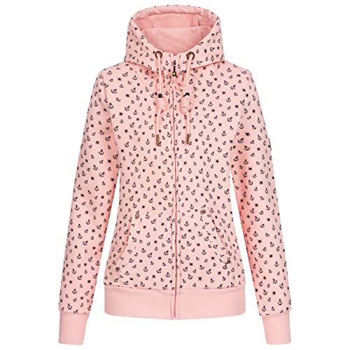 Ankerglut Damen Hoodie Sweatshirt Sweatjacke Langarmshirt #ankergluthafen Kapuzenpullover, Rose, 52 von Ankerglut