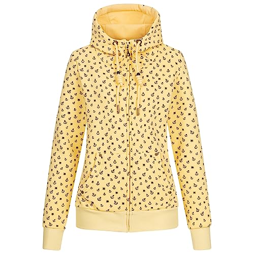 Ankerglut Damen Hoodie Sweatshirt Sweatjacke Langarmshirt #ankergluthafen Kapuzenpullover, Vanilla, 54 von Ankerglut