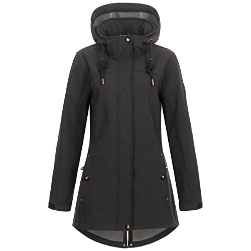 Ankerglut Damen Softshellmantel Kurzmantel Mit Kapuze Gefüttert Übergangsjacke #Ankerglutbrise Softshelljacke, Schwarz, 50 EU von Ankerglut