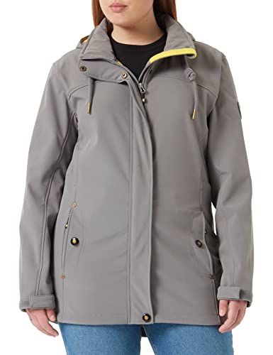 Ankerglut Damen Softshellmantel Kurzmantel mit Kapuze Gefüttert Übergangsjacke #ankerglutbrise Softshelljacke, Grey, 40 von Ankerglut