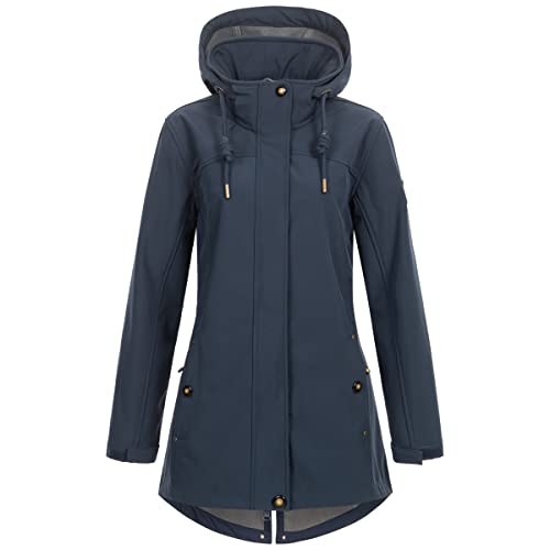 Ankerglut Damen Women's Coat Short Coat With Hood Lined Jacket Transition Jacket #Anker Glutbree Softshelljacke, Navy, 42 EU von Ankerglut