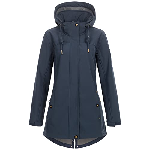 Ankerglut Damen Softshellmantel Kurzmantel mit Kapuze Gefüttert Übergangsjacke #ankerglutbrise Softshelljacke, Navy, 44 von Ankerglut