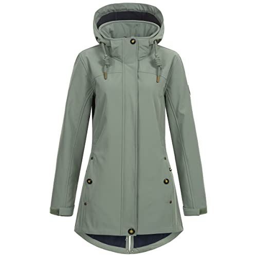 Ankerglut Damen Women's Coat Short Coat With Hood Lined Jacket Transition Jacket #Anker Glutbree Softshelljacke, slate gray, 36 EU von Ankerglut