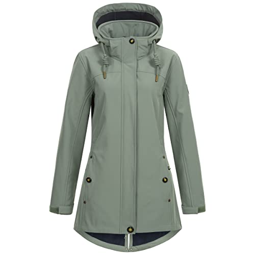 Seesternbrise Damen softshellfrakke til kvinder kort frakke med hætte foret softshelljakke overgangsjakke #Seesternbrisebris Softshelljacke, slate gray, 52 Große Größen EU von Ankerglut