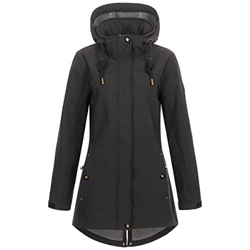Ankerglut Damen Women's Coat Short Coat With Hood Lined Jacket Transition Jacket #Anker Glutbree Softshelljacke, Schwarz, 54 Große Größen EU von Ankerglut